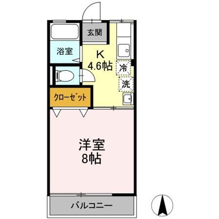 福島県郡山市安積町日出山字南台(アパート)の賃貸物件の間取り