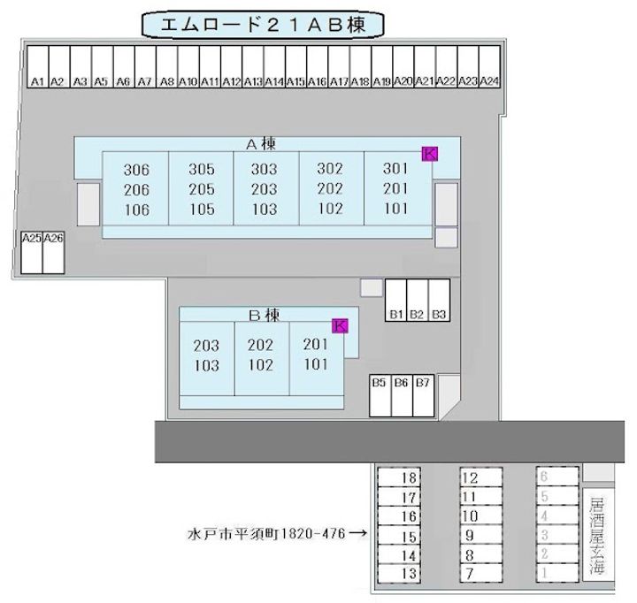 エムロード21 A棟の地図
