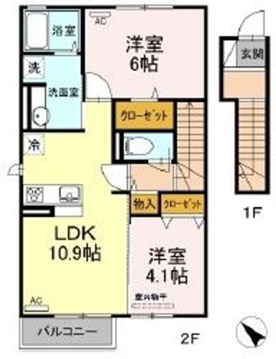 岡山県倉敷市西富井(アパート)の賃貸物件の間取り