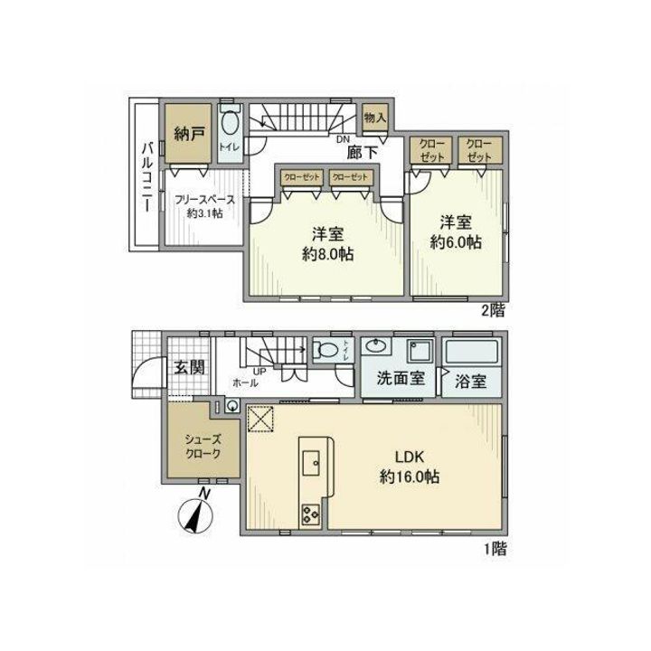 神奈川県横浜市栄区飯島町(一戸建)の賃貸物件の間取り