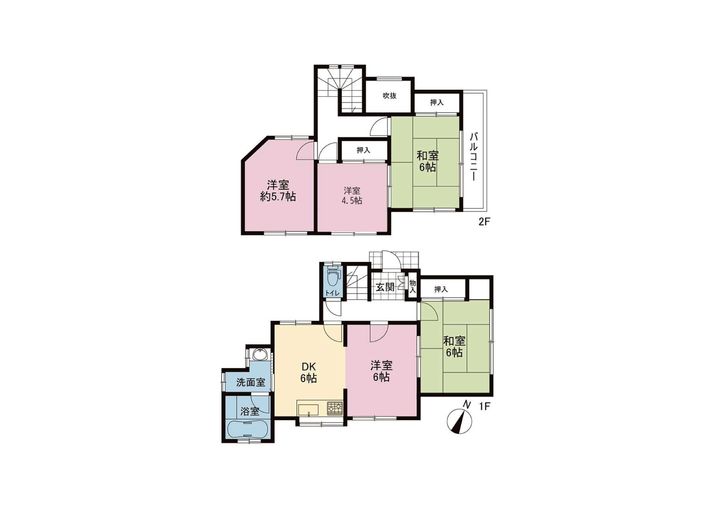 神奈川県横浜市金沢区富岡西4(一戸建)の賃貸物件の間取り