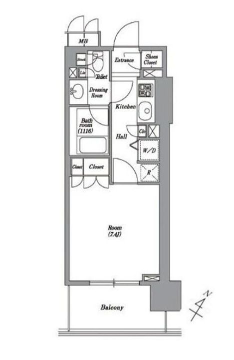 東京都港区高輪1(マンション)の賃貸物件の間取り