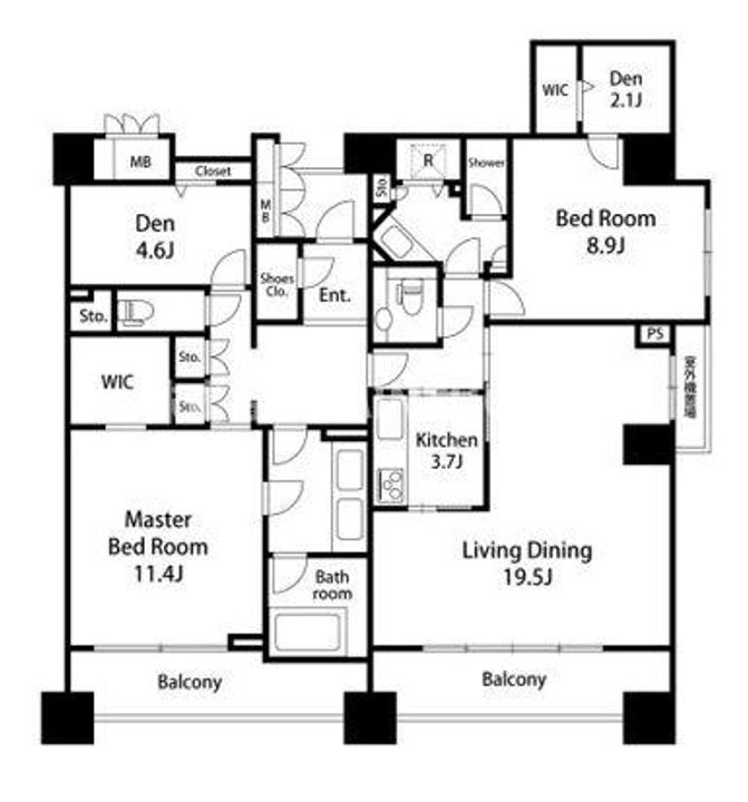 東京都港区西麻布3(マンション)の賃貸物件の間取り