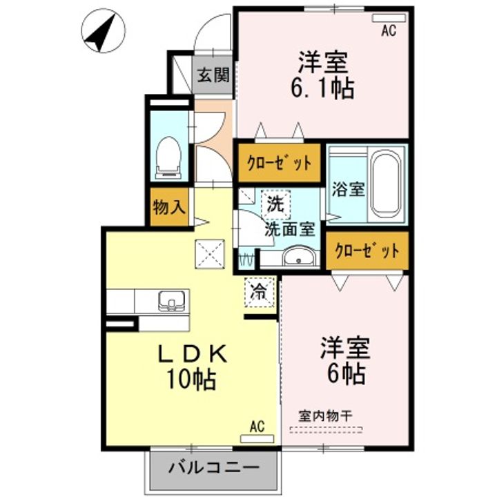 山形県山形市小立2(アパート)の賃貸物件の間取り