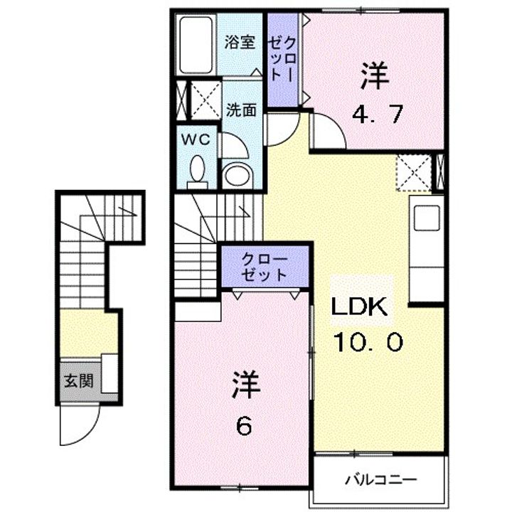 鹿児島県鹿児島市本名町(アパート)の賃貸物件の間取り