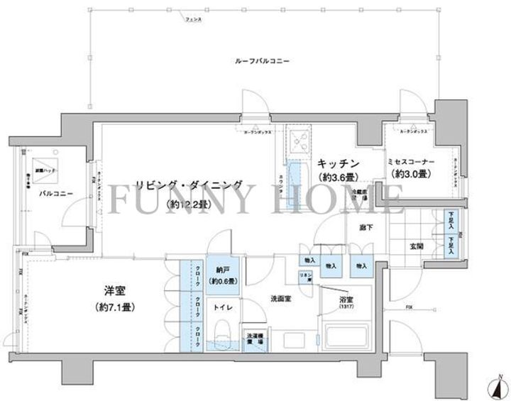 東京都世田谷区砧2(マンション)の賃貸物件の間取り