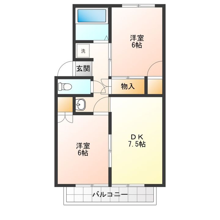 徳島県徳島市新浜町4(アパート)の賃貸物件の間取り