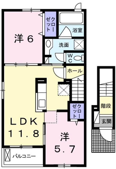 兵庫県加西市北条町東南(アパート)の賃貸物件の間取り