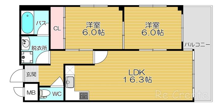 大阪府大阪市天王寺区伶人町(マンション)の賃貸物件の間取り