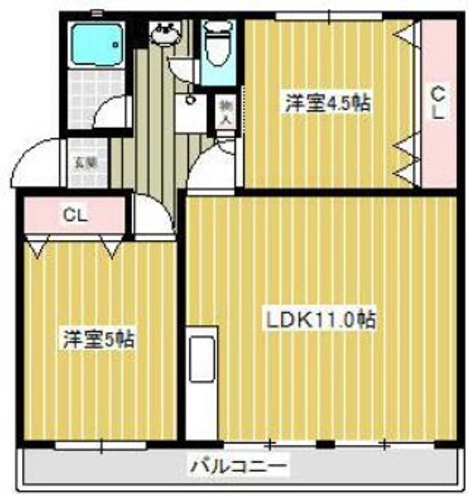 熊本県熊本市東区尾ノ上2(マンション)の賃貸物件の間取り