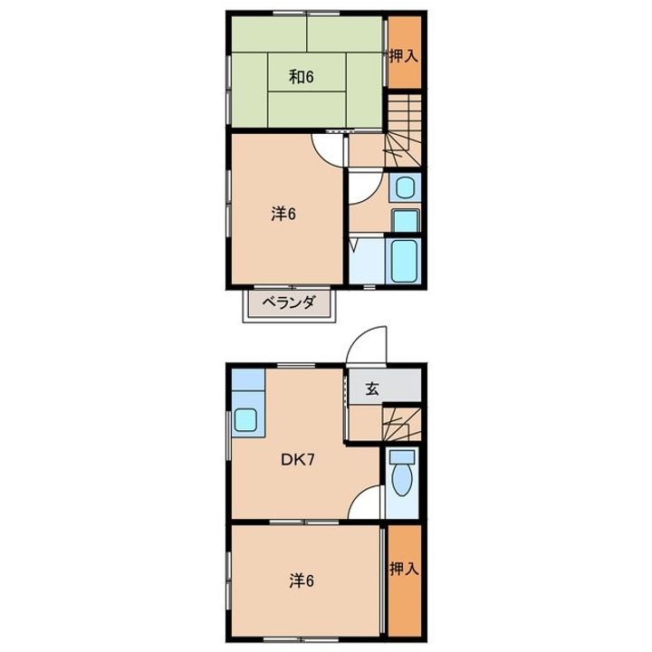 茨城県牛久市南6(アパート)の賃貸物件の間取り