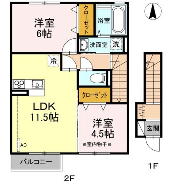 福島県西白河郡西郷村字屋敷裏西(アパート)の賃貸物件の間取り