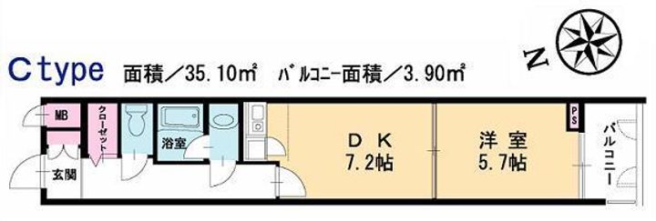 岩手県盛岡市東山1(マンション)の賃貸物件の間取り