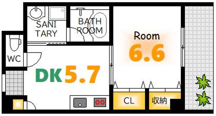 広島県広島市中区堺町1(マンション)の賃貸物件の間取り