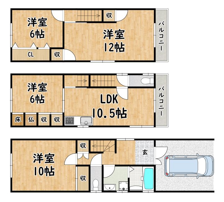 大阪府大阪市生野区田島4(一戸建)の賃貸物件の間取り