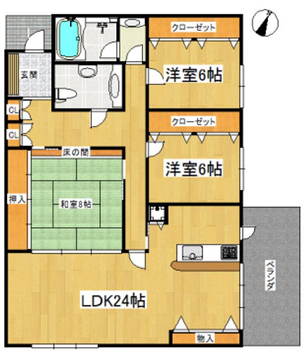 京都府京都市上京区鶴山町(マンション)の賃貸物件の間取り