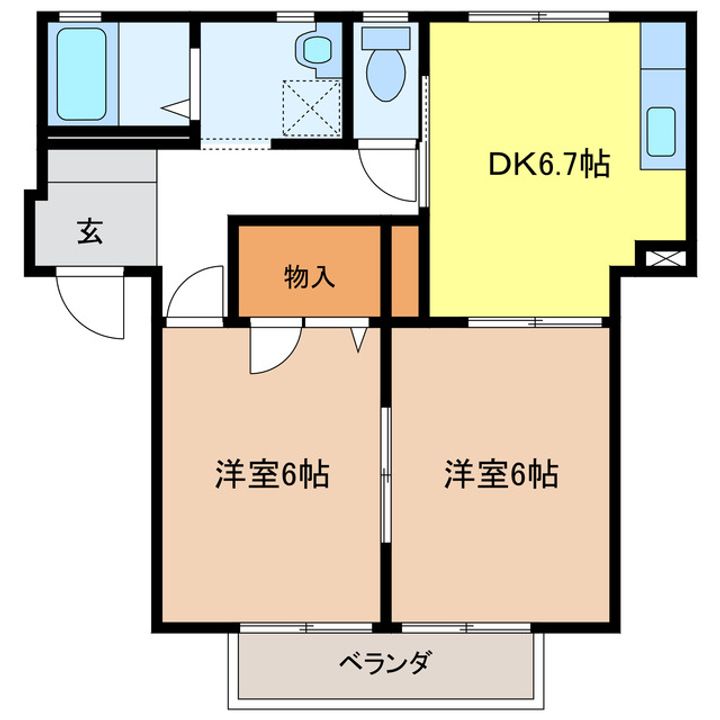 岐阜県岐阜市西荘1(アパート)の賃貸物件の間取り
