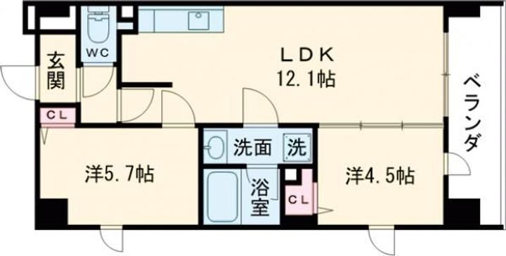 大阪府堺市堺区中之町東3(マンション)の賃貸物件の間取り