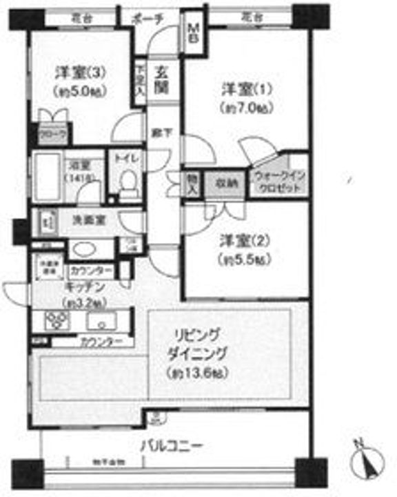 神奈川県横浜市青葉区つつじが丘(マンション)の賃貸物件の間取り