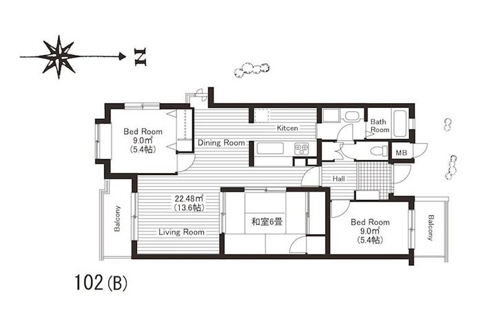 東京都世田谷区等々力1(マンション)の賃貸物件の間取り