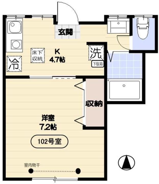 東京都日野市旭が丘2(アパート)の賃貸物件の間取り