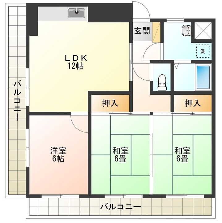 徳島県徳島市大原町内開(マンション)の賃貸物件の間取り