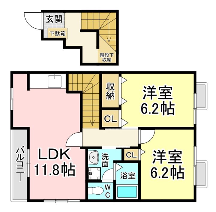 福岡県北九州市小倉南区南方3(アパート)の賃貸物件の間取り
