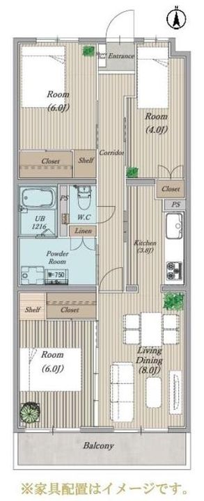 埼玉県さいたま市浦和区瀬ヶ崎1(マンション)の賃貸物件の間取り