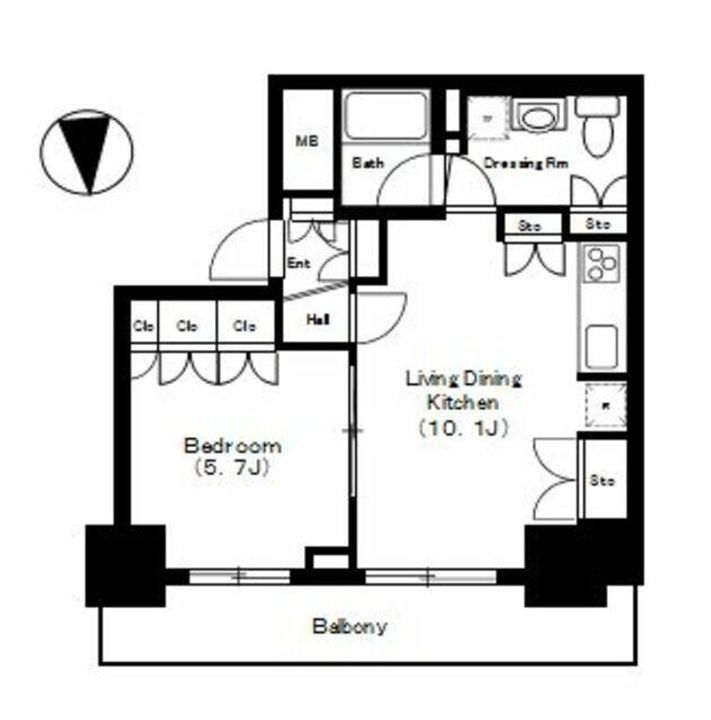 東京都港区港南2(マンション)の賃貸物件の間取り