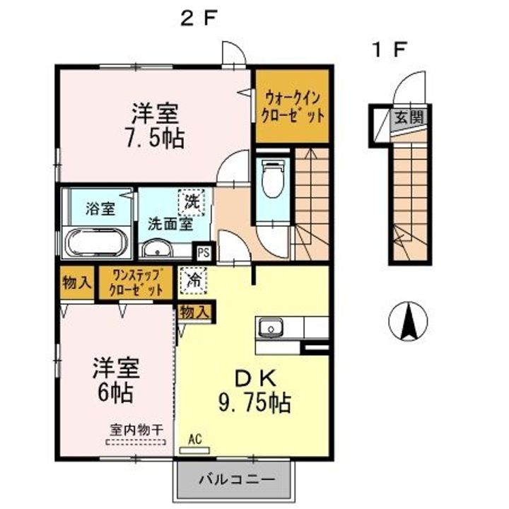 福島県いわき市常磐白鳥町勝丘(アパート)の賃貸物件の間取り