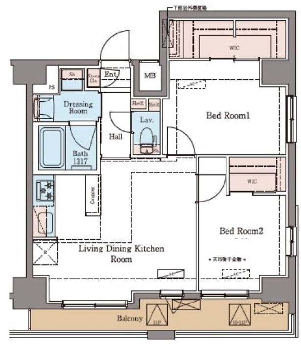東京都足立区千住河原町(マンション)の賃貸物件の間取り
