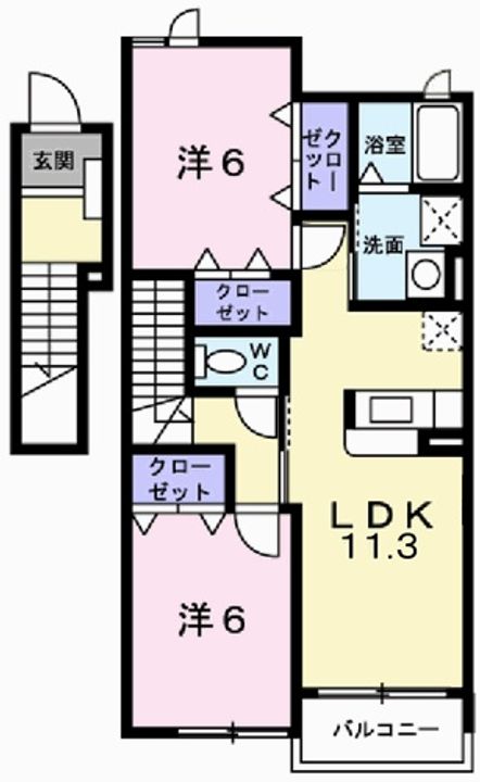 兵庫県加西市北条町東南(アパート)の賃貸物件の間取り