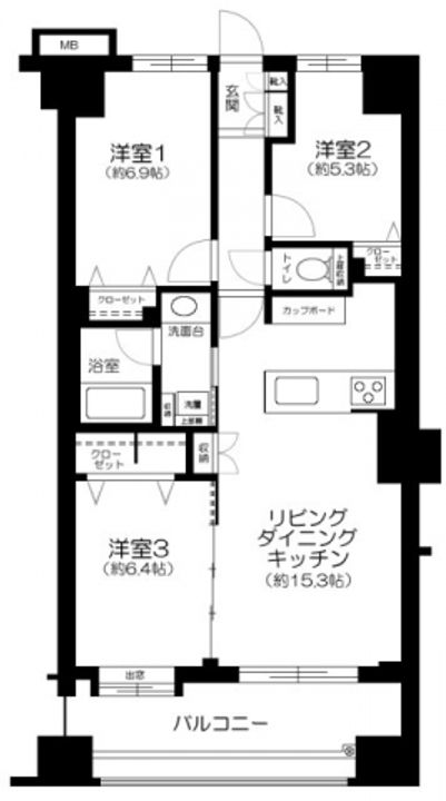 東京都港区三田5(マンション)の賃貸物件の間取り