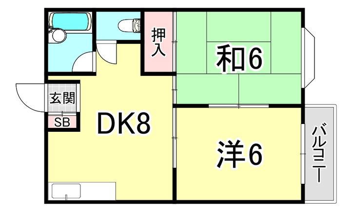 兵庫県明石市朝霧南町4(アパート)の賃貸物件の間取り