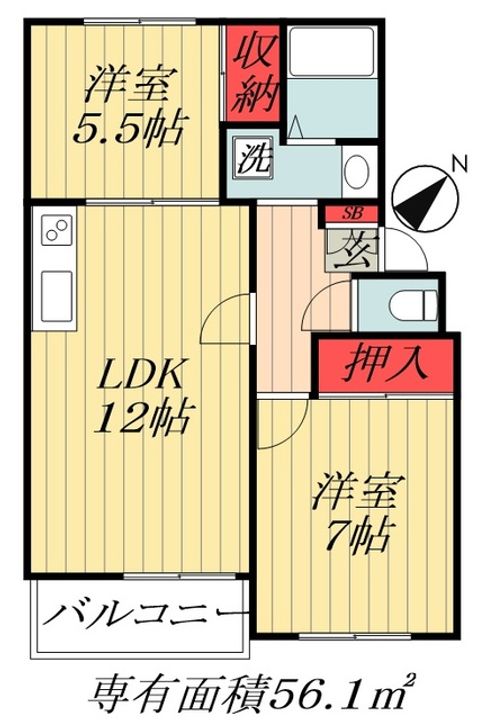 千葉県市川市日之出(マンション)の賃貸物件の間取り