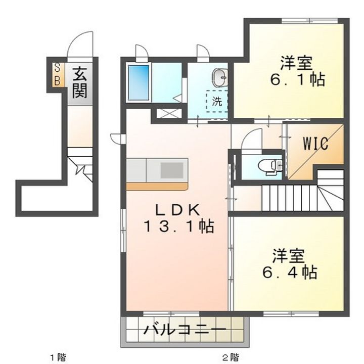 三重県鈴鹿市磯山3(アパート)の賃貸物件の間取り