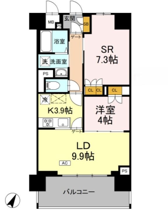 神奈川県横浜市都筑区川和町(マンション)の賃貸物件の間取り
