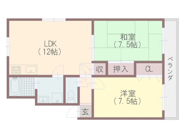 大阪府大阪市平野区瓜破東2(マンション)の賃貸物件の間取り