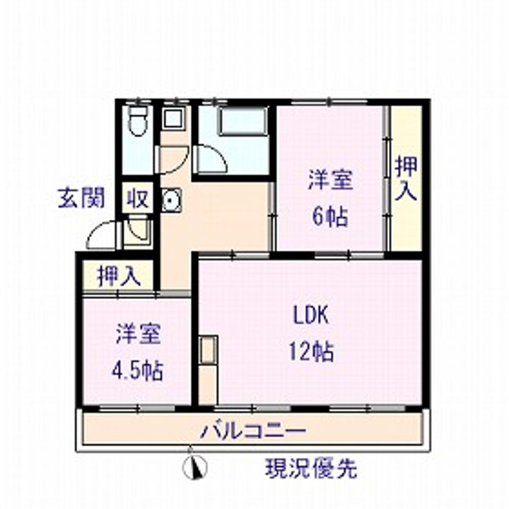 熊本県熊本市中央区保田窪1(マンション)の賃貸物件の間取り