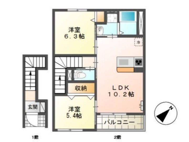 埼玉県新座市新堀1(アパート)の賃貸物件の間取り