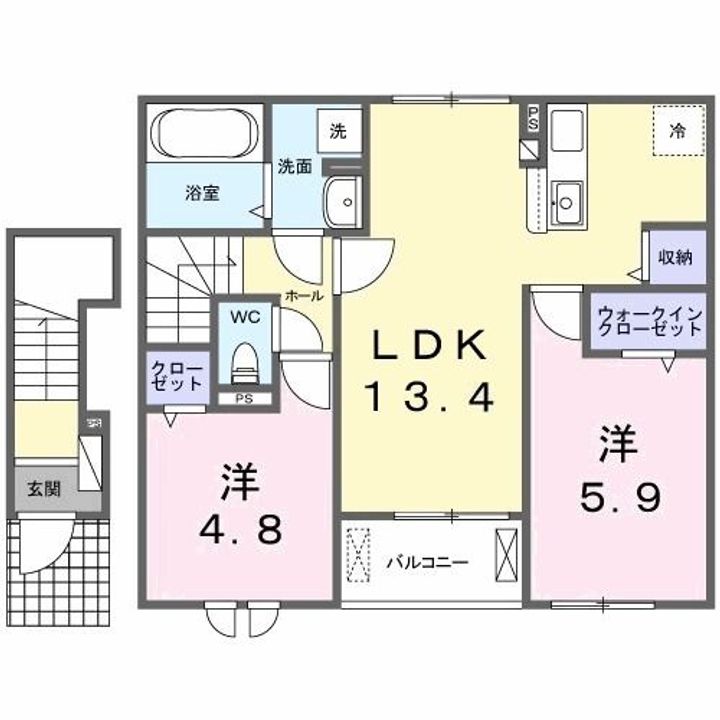 群馬県伊勢崎市茂呂町2(アパート)の賃貸物件の間取り