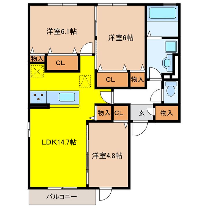 岐阜県大垣市小野1(アパート)の賃貸物件の間取り