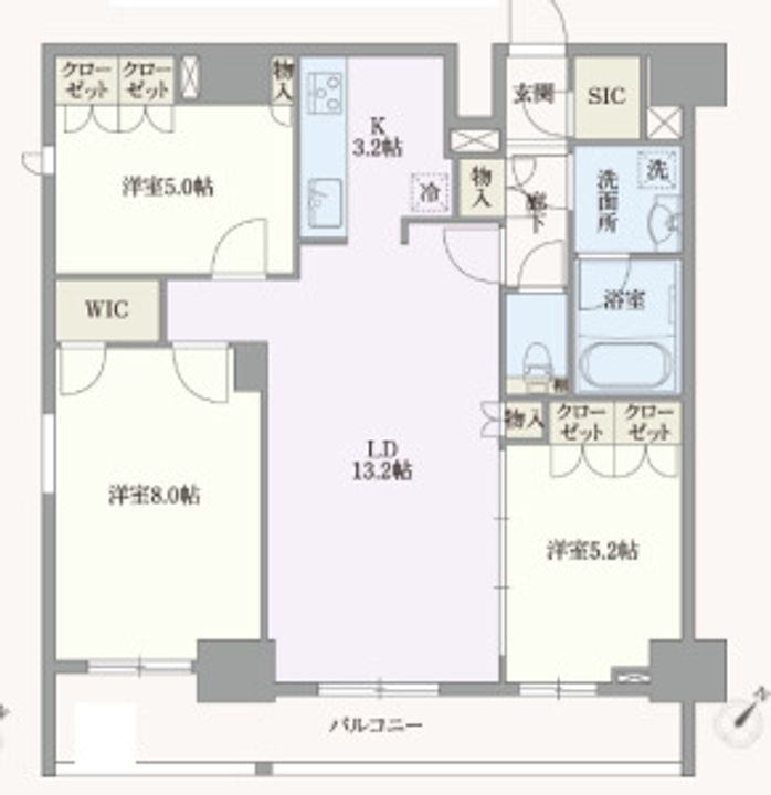 東京都江東区塩浜1(マンション)の賃貸物件の間取り