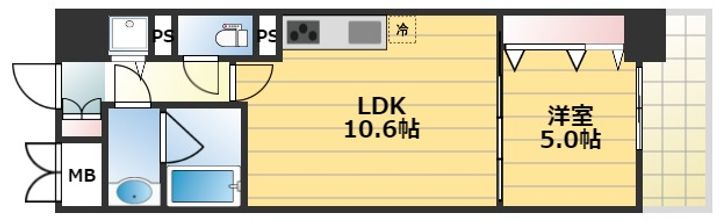 大阪府大阪市中央区内平野町2(マンション)の賃貸物件の間取り