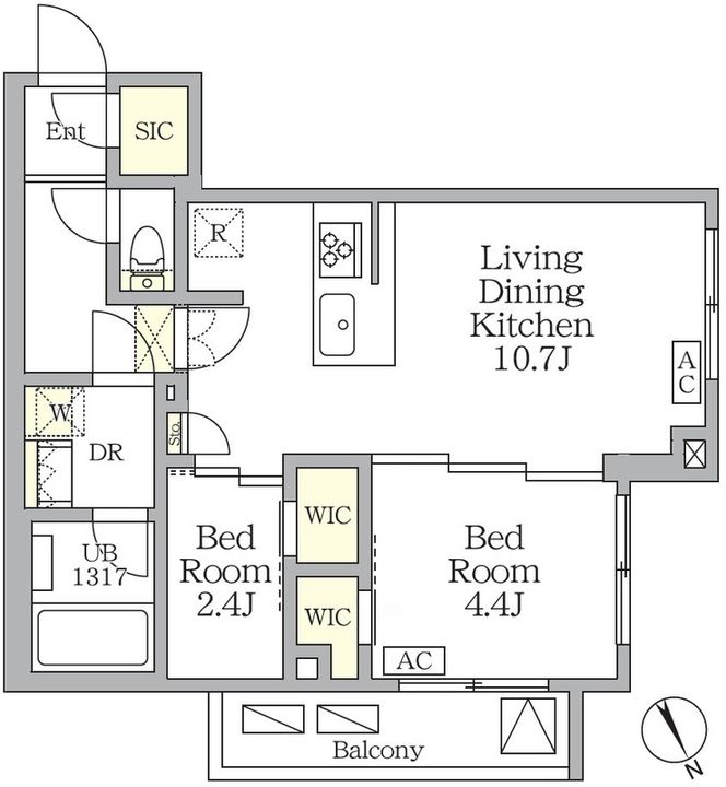 東京都文京区白山1(マンション)の賃貸物件の間取り