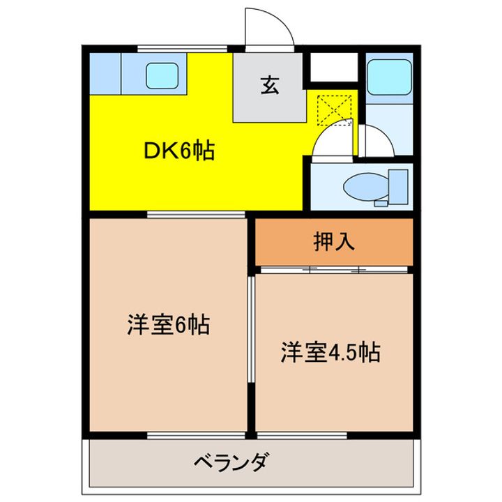 岐阜県大垣市笠縫町(アパート)の賃貸物件の間取り