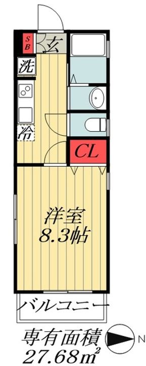 千葉県市川市河原(アパート)の賃貸物件の間取り