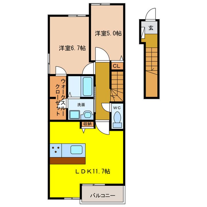 岐阜県大垣市和合本町1(アパート)の賃貸物件の間取り