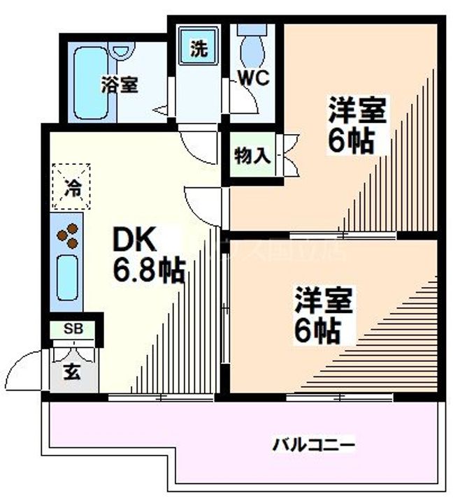 東京都国立市東4(マンション)の賃貸物件の間取り