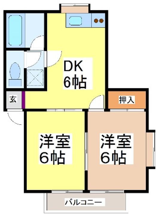 熊本県菊池市野間口東原(アパート)の賃貸物件の間取り